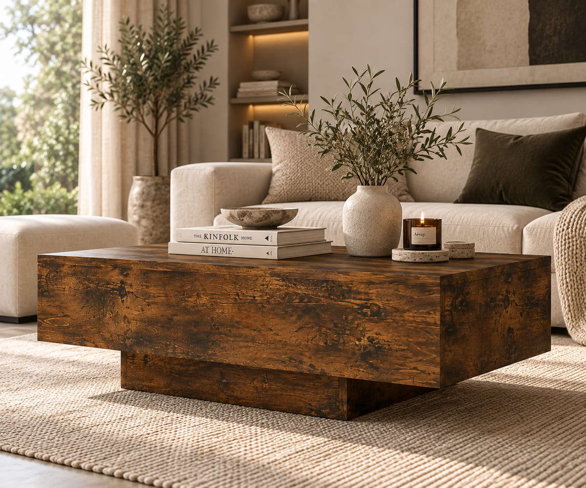 Table Basse NOMA – Effet Bois Brun Texturé