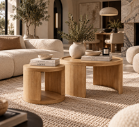 Ensemble de Tables Basses LORA – Bois Naturel Design Japandi