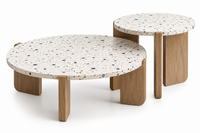 Tables Basses LYSÉA – Duo Rond Effet Terrazzo & Bois