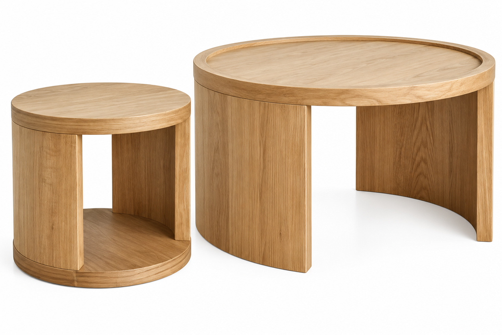 Ensemble de Tables Basses LORA – Bois Naturel Design Japandi