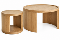 Ensemble de Tables Basses LORA – Bois Naturel Design Japandi