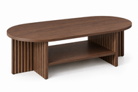 Table Basse LÉONIE – Ovale Effet Noyer avec Rangement