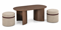 Table Basse ALMA – Effet Noyer & Duo de Poufs Intégrés